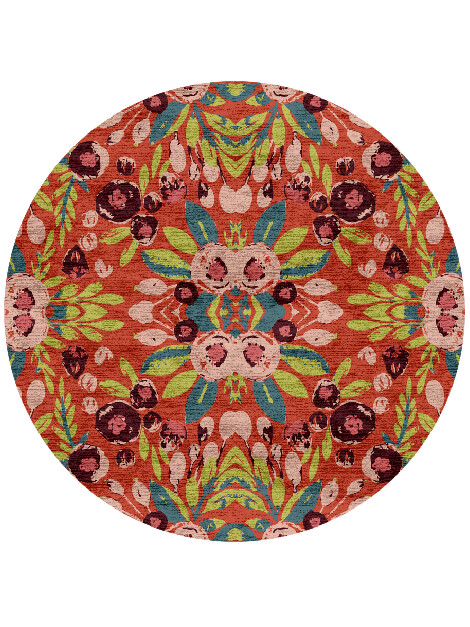 Meadow Floral Round Hand Knotted Bamboo Silk Custom Rug by Rug Artisan