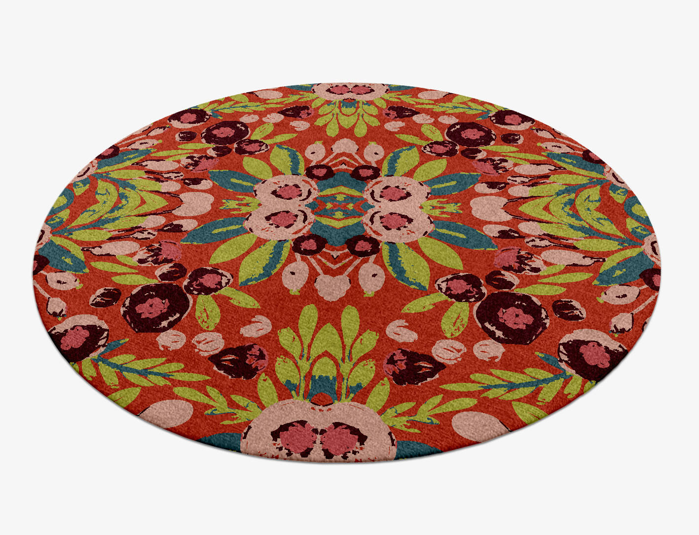 Meadow Floral Round Hand Knotted Tibetan Wool Custom Rug by Rug Artisan