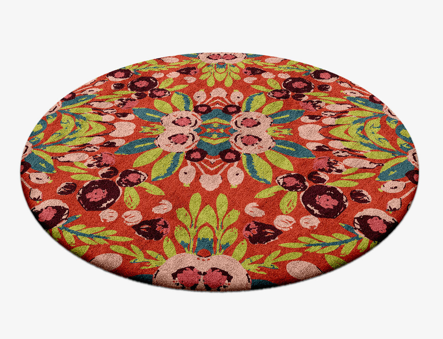 Meadow Floral Round Hand Tufted Bamboo Silk Custom Rug by Rug Artisan