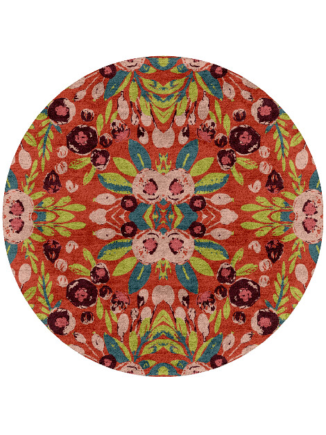 Meadow Floral Round Hand Tufted Bamboo Silk Custom Rug by Rug Artisan