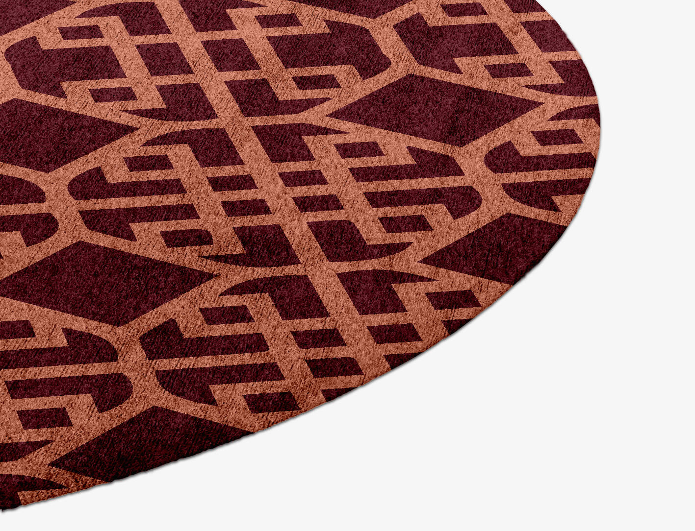 Meander Modern Geometrics Round Hand Knotted Bamboo Silk Custom Rug by Rug Artisan