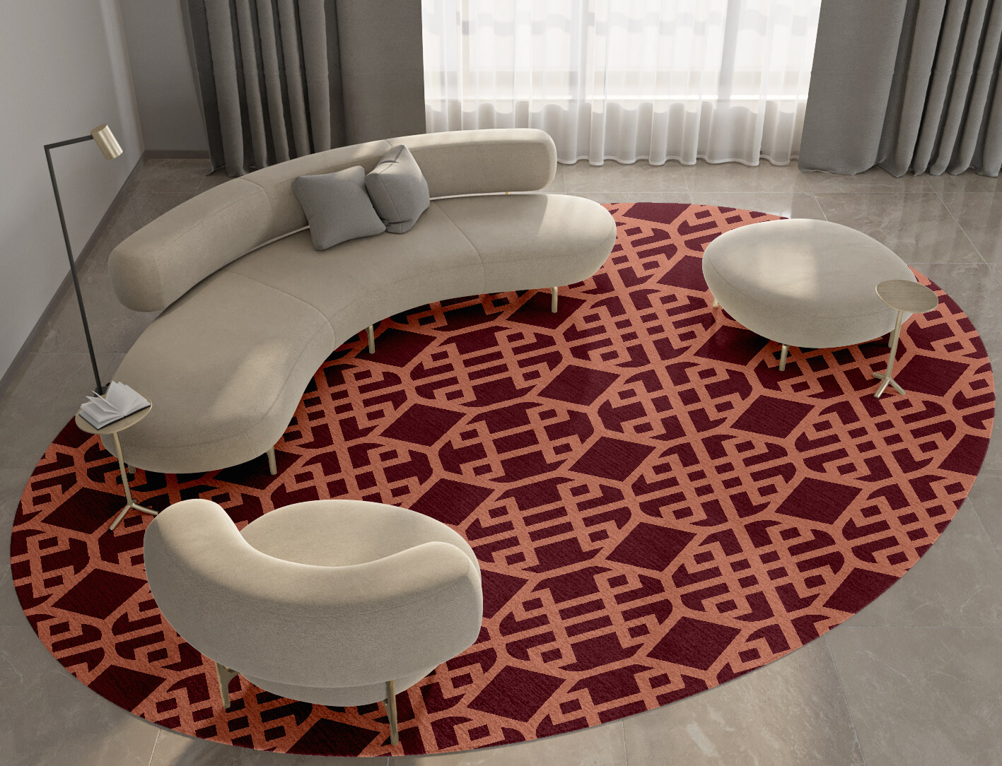Meander Geometric Oval Hand Tufted Pure Wool Custom Rug by Rug Artisan