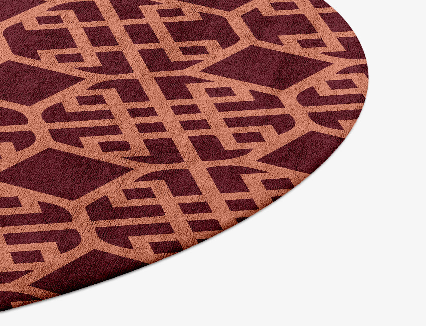 Meander Modern Geometrics Round Hand Tufted Bamboo Silk Custom Rug by Rug Artisan