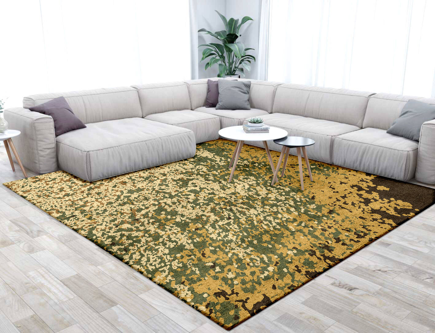 Medley Brush Strokes Square Hand Tufted Bamboo Silk Custom Rug by Rug Artisan
