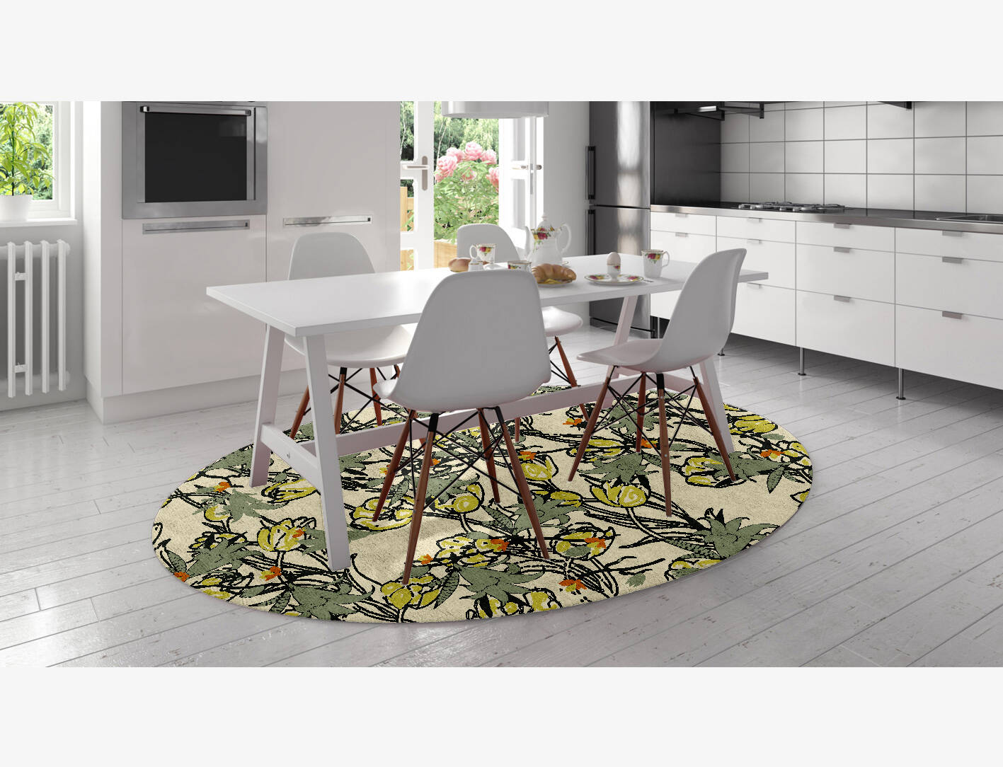 Melange Floral Oval Hand Knotted Bamboo Silk Custom Rug by Rug Artisan