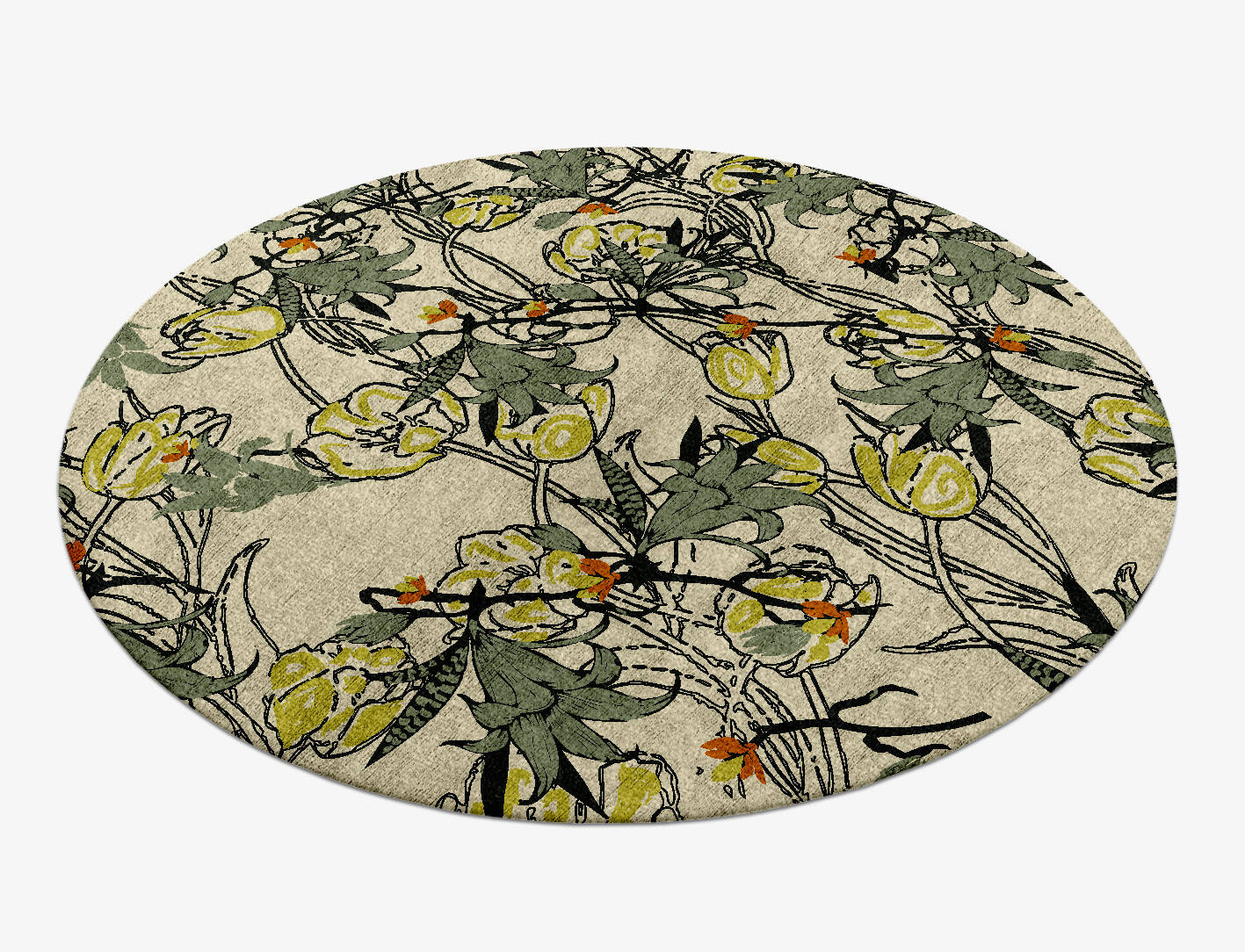 Melange Floral Round Hand Knotted Bamboo Silk Custom Rug by Rug Artisan