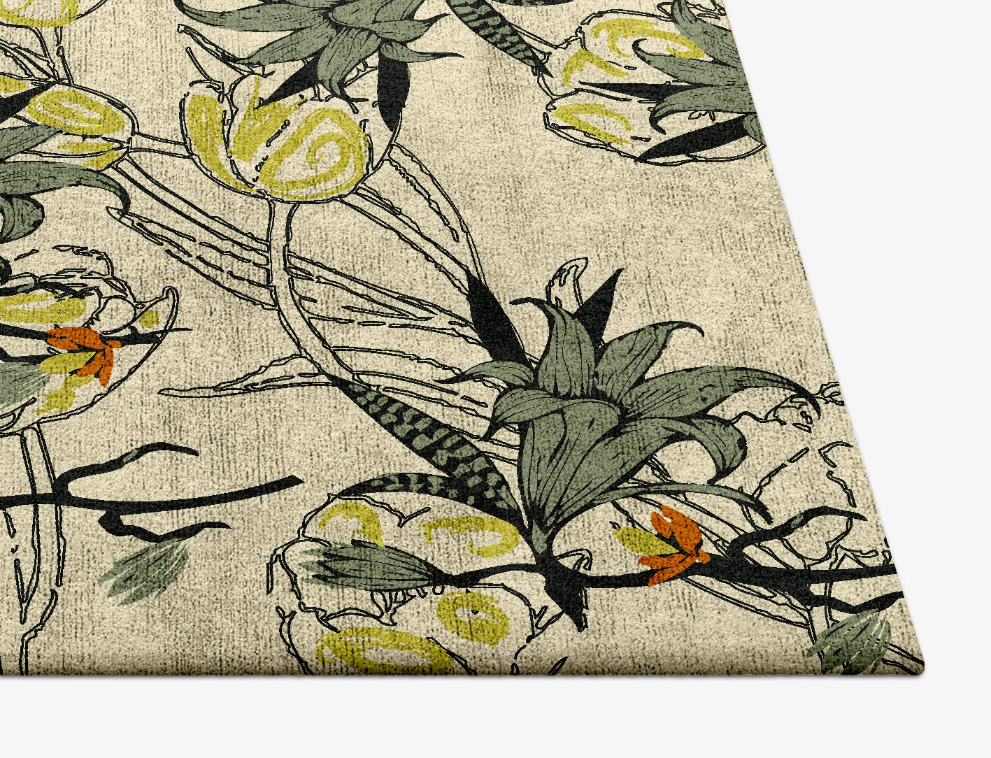 Melange Floral Square Hand Tufted Bamboo Silk Custom Rug by Rug Artisan