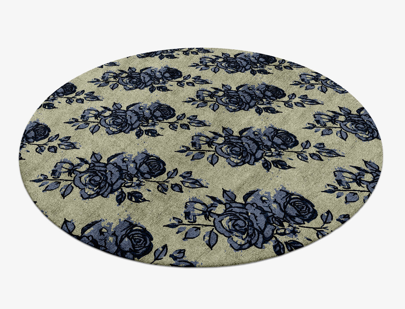 Merewood Floral Round Hand Knotted Bamboo Silk Custom Rug by Rug Artisan