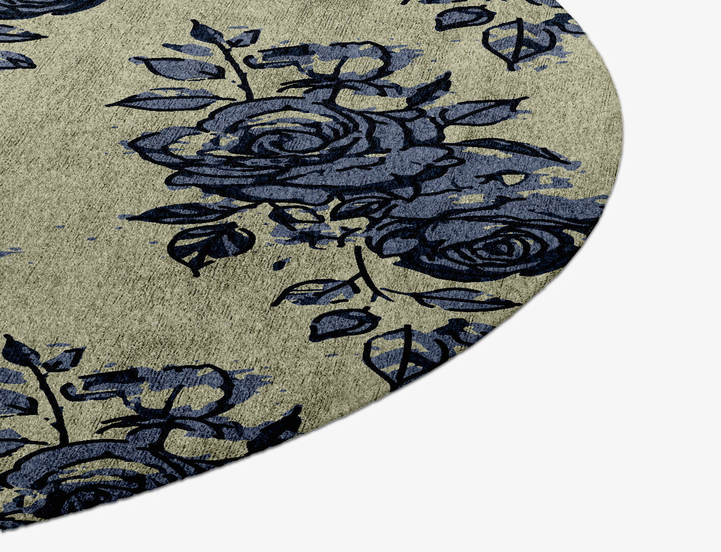 Merewood Floral Round Hand Knotted Bamboo Silk Custom Rug by Rug Artisan