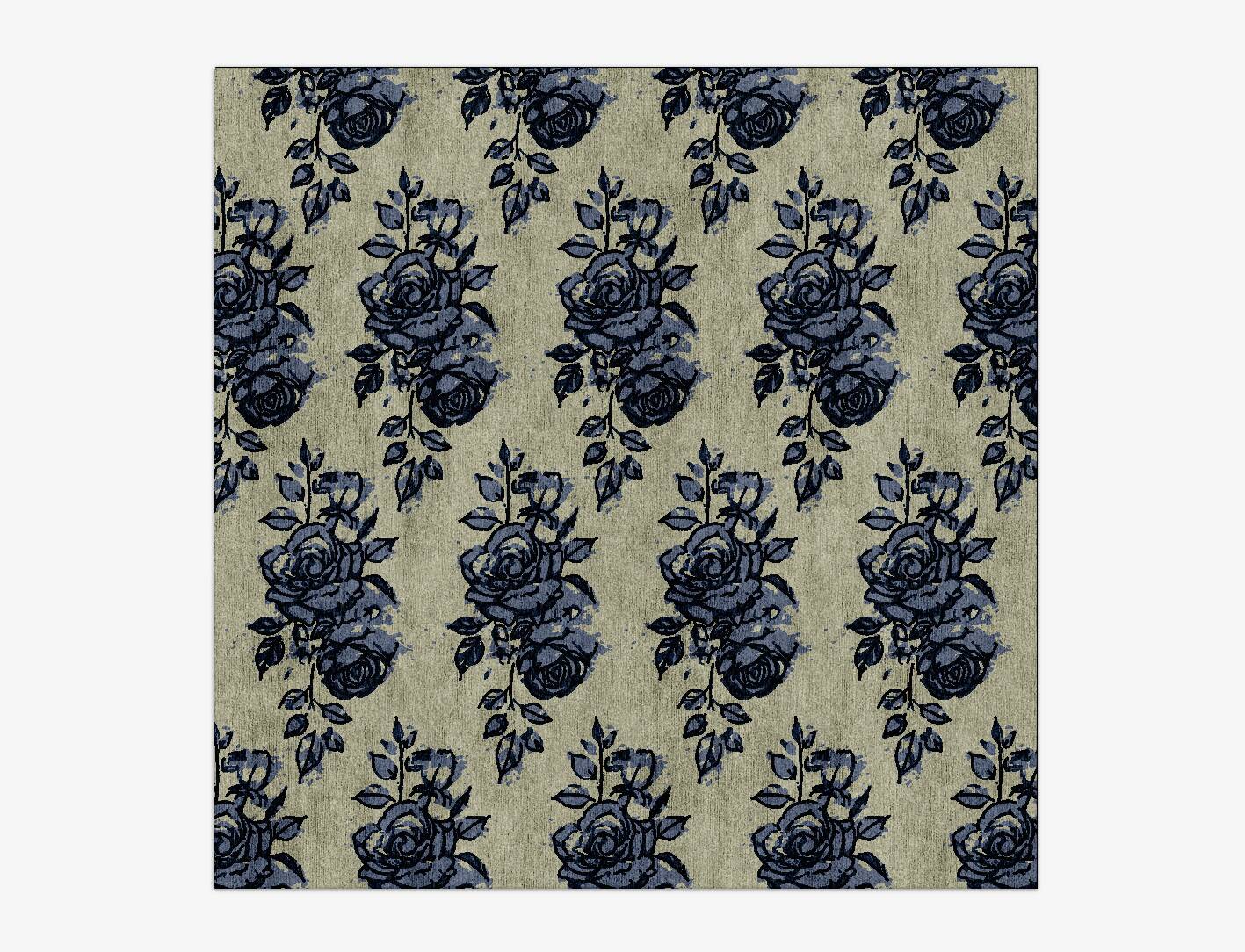 Merewood Floral Square Hand Knotted Bamboo Silk Custom Rug by Rug Artisan