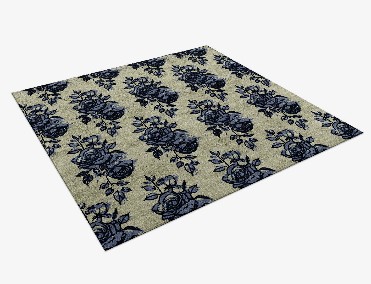 Merewood Floral Square Hand Knotted Bamboo Silk Custom Rug by Rug Artisan