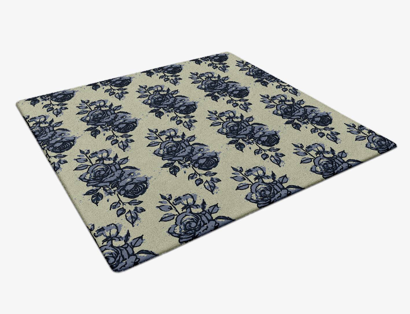 Merewood Floral Square Hand Tufted Pure Wool Custom Rug by Rug Artisan