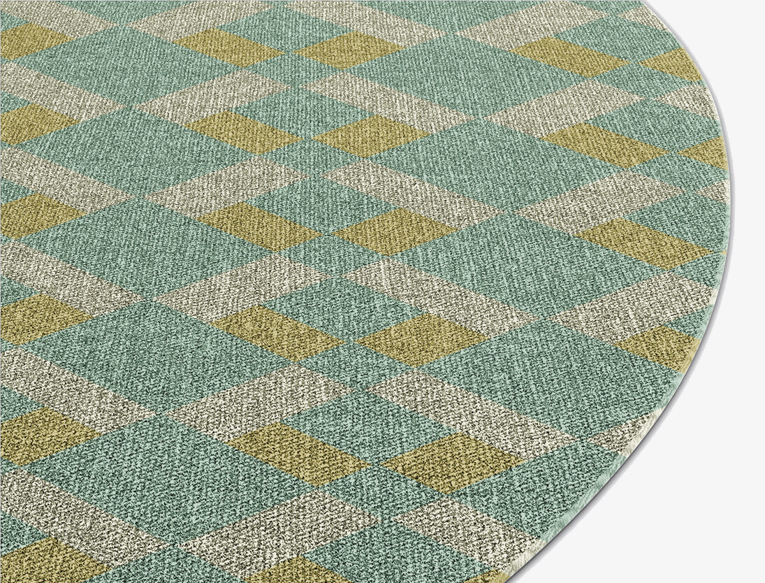 Merlin Geometric Round Flatweave New Zealand Wool Custom Rug by Rug Artisan