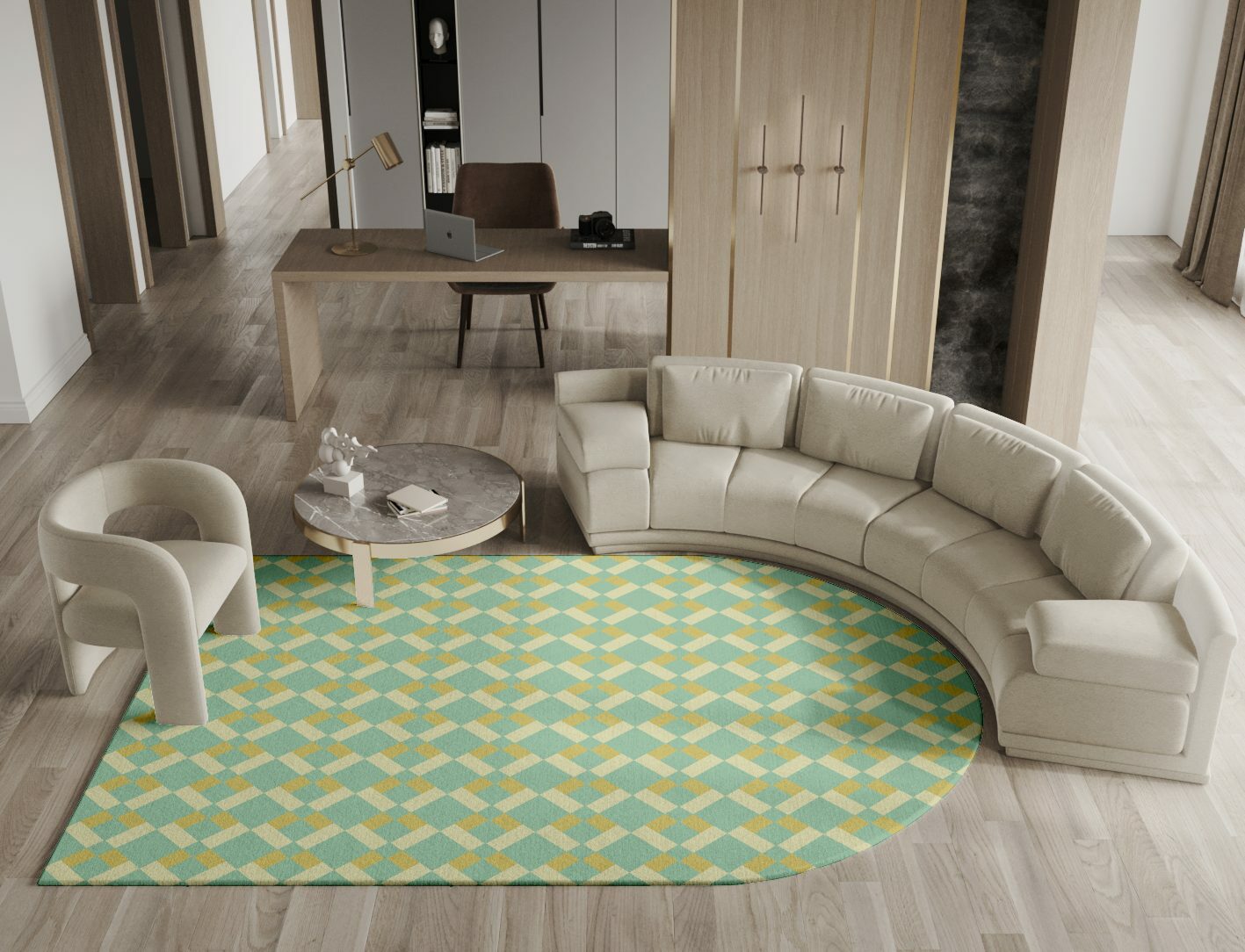 Merlin Geometric Arch Hand Knotted Tibetan Wool Custom Rug by Rug Artisan