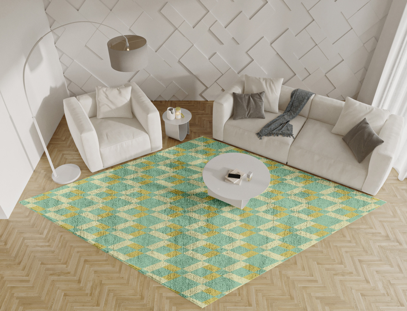 Merlin Geometric Diamond Hand Knotted Bamboo Silk Custom Rug by Rug Artisan