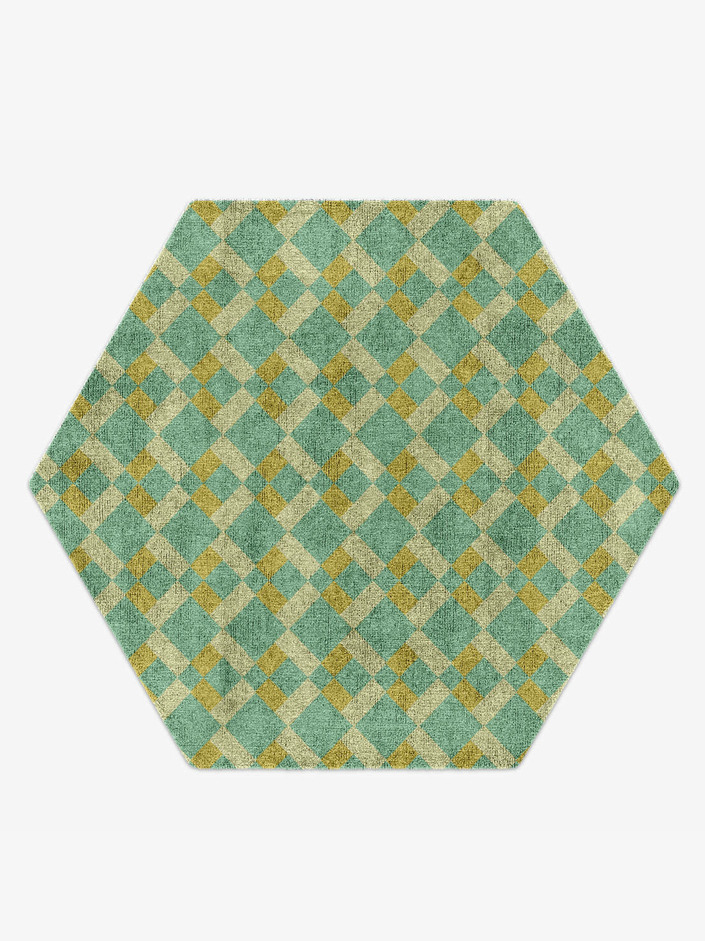 Merlin Geometric Hexagon Hand Knotted Bamboo Silk Custom Rug by Rug Artisan