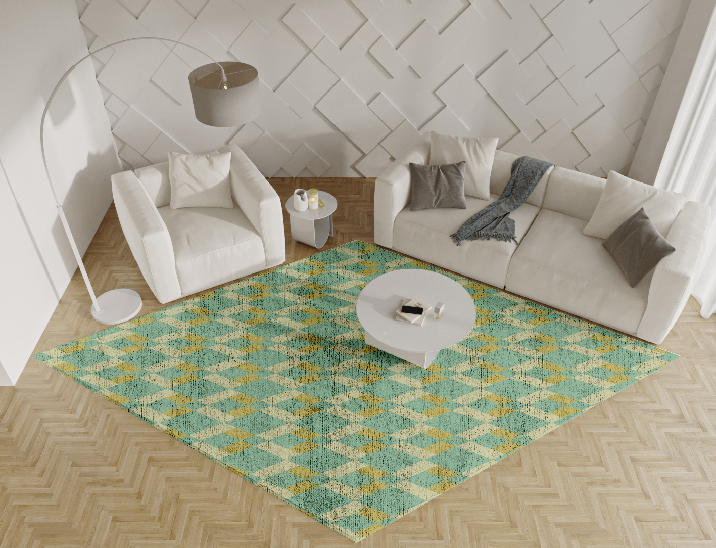 Merlin Geometric Diamond Hand Tufted Bamboo Silk Custom Rug by Rug Artisan