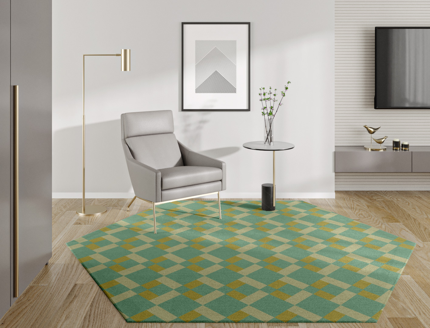 Merlin Geometric Hexagon Hand Tufted Pure Wool Custom Rug by Rug Artisan