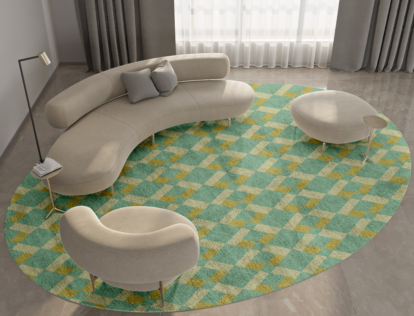 Merlin Geometric Oval Hand Tufted Bamboo Silk Custom Rug by Rug Artisan