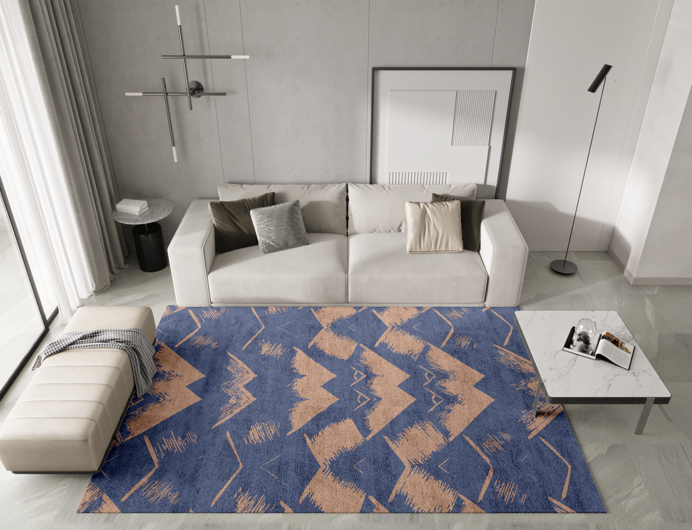 Mexican Wave Abstract Rectangle Hand Tufted Bamboo Silk Custom Rug by Rug Artisan