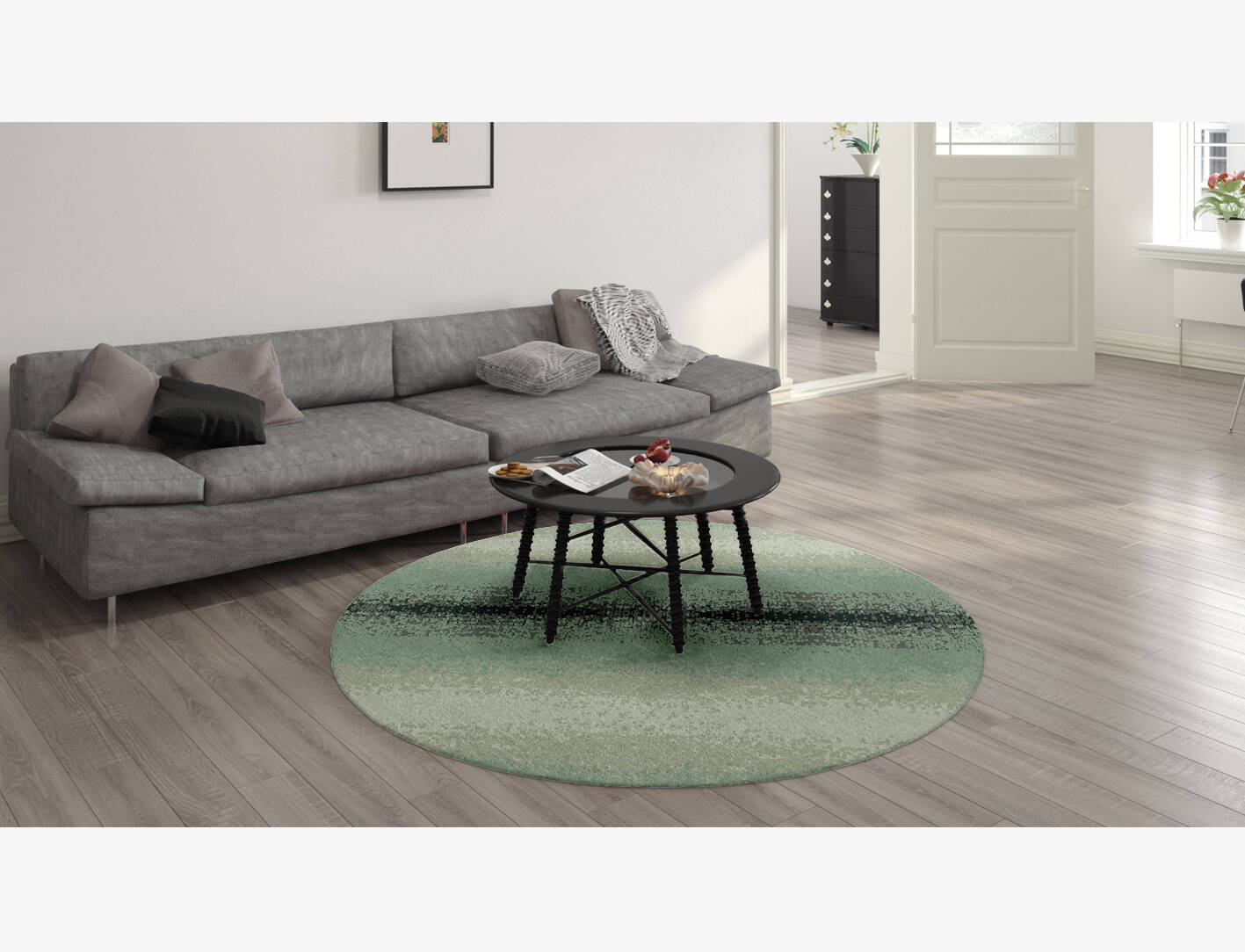 Midsea Gradation Round Hand Knotted Tibetan Wool Custom Rug by Rug Artisan