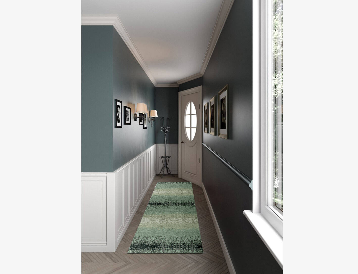 Midsea Gradation Runner Hand Knotted Bamboo Silk Custom Rug by Rug Artisan
