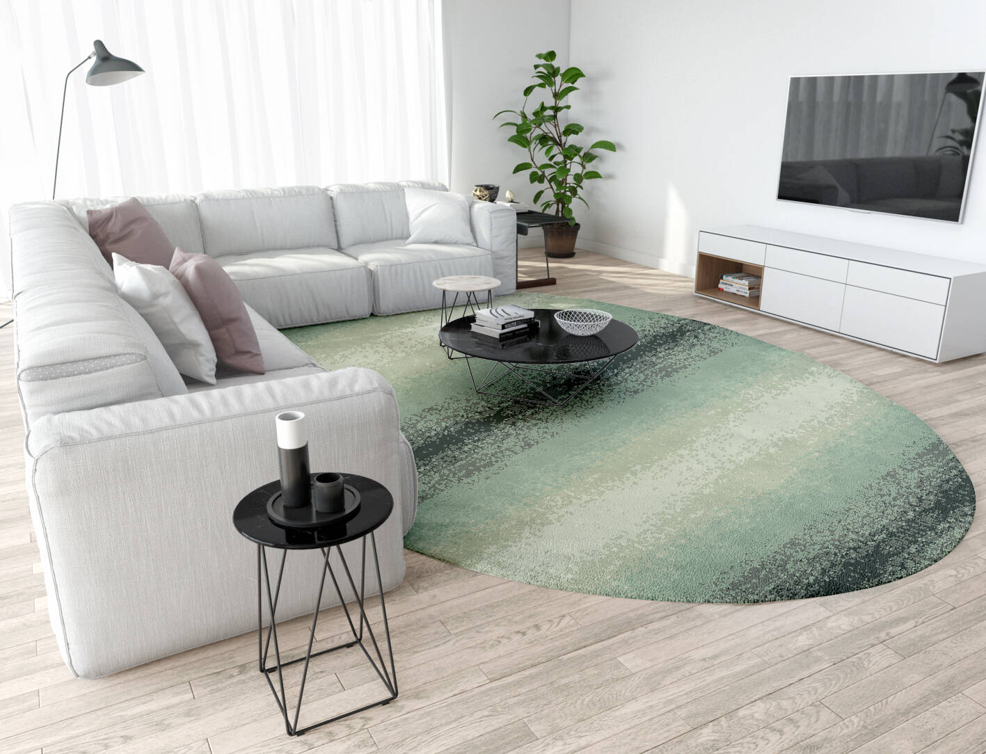 Midsea Gradation Oval Hand Tufted Pure Wool Custom Rug by Rug Artisan