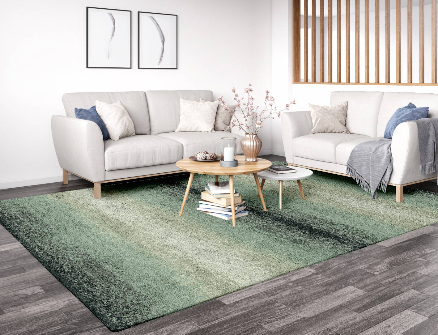 Midsea Gradation Rectangle Hand Tufted Bamboo Silk Custom Rug by Rug Artisan