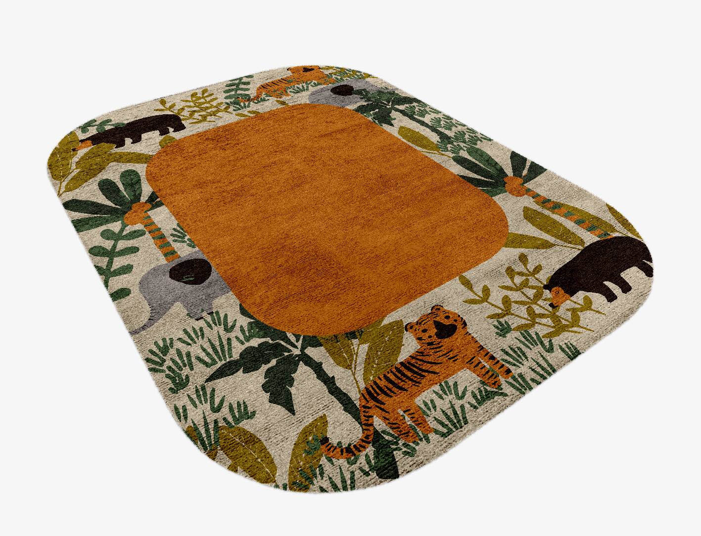 Mighty Jungle Kids Oblong Hand Knotted Bamboo Silk Custom Rug by Rug Artisan