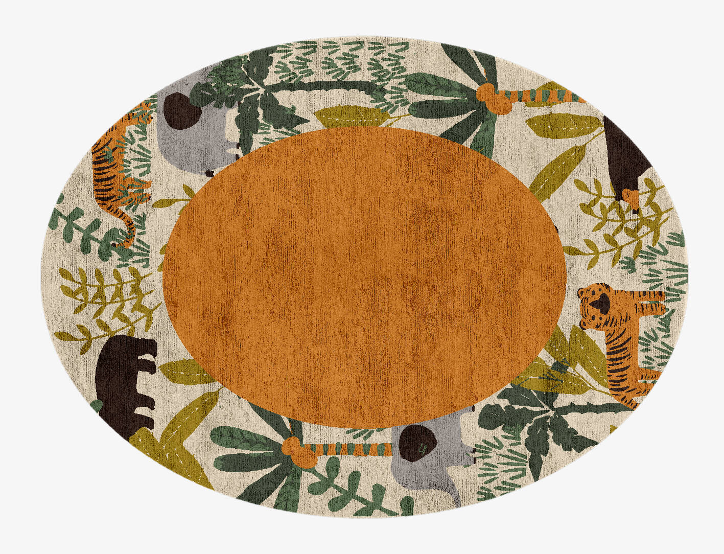 Mighty Jungle Kids Oval Hand Knotted Bamboo Silk Custom Rug by Rug Artisan