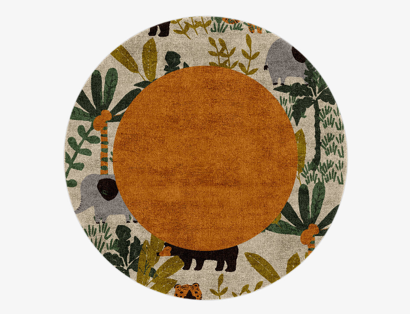 Mighty Jungle Kids Round Hand Knotted Bamboo Silk Custom Rug by Rug Artisan