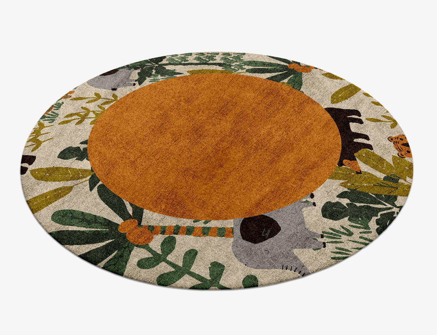 Mighty Jungle Kids Round Hand Knotted Bamboo Silk Custom Rug by Rug Artisan