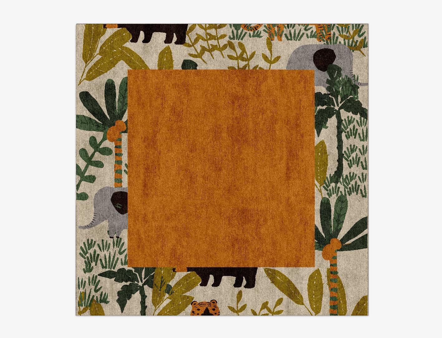 Mighty Jungle Kids Square Hand Knotted Bamboo Silk Custom Rug by Rug Artisan