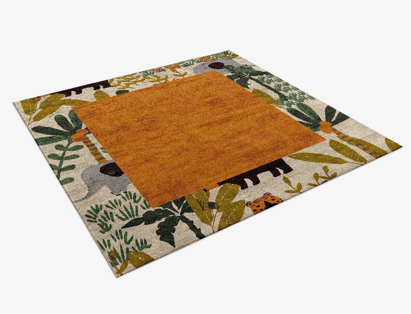 Mighty Jungle Kids Square Hand Knotted Bamboo Silk Custom Rug by Rug Artisan