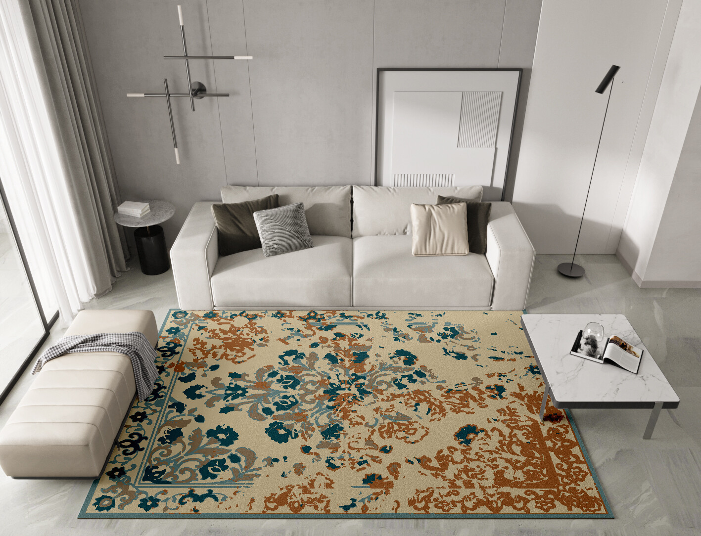 Mina Persian Bagh Rectangle Hand Tufted Pure Wool Custom Rug by Rug Artisan
