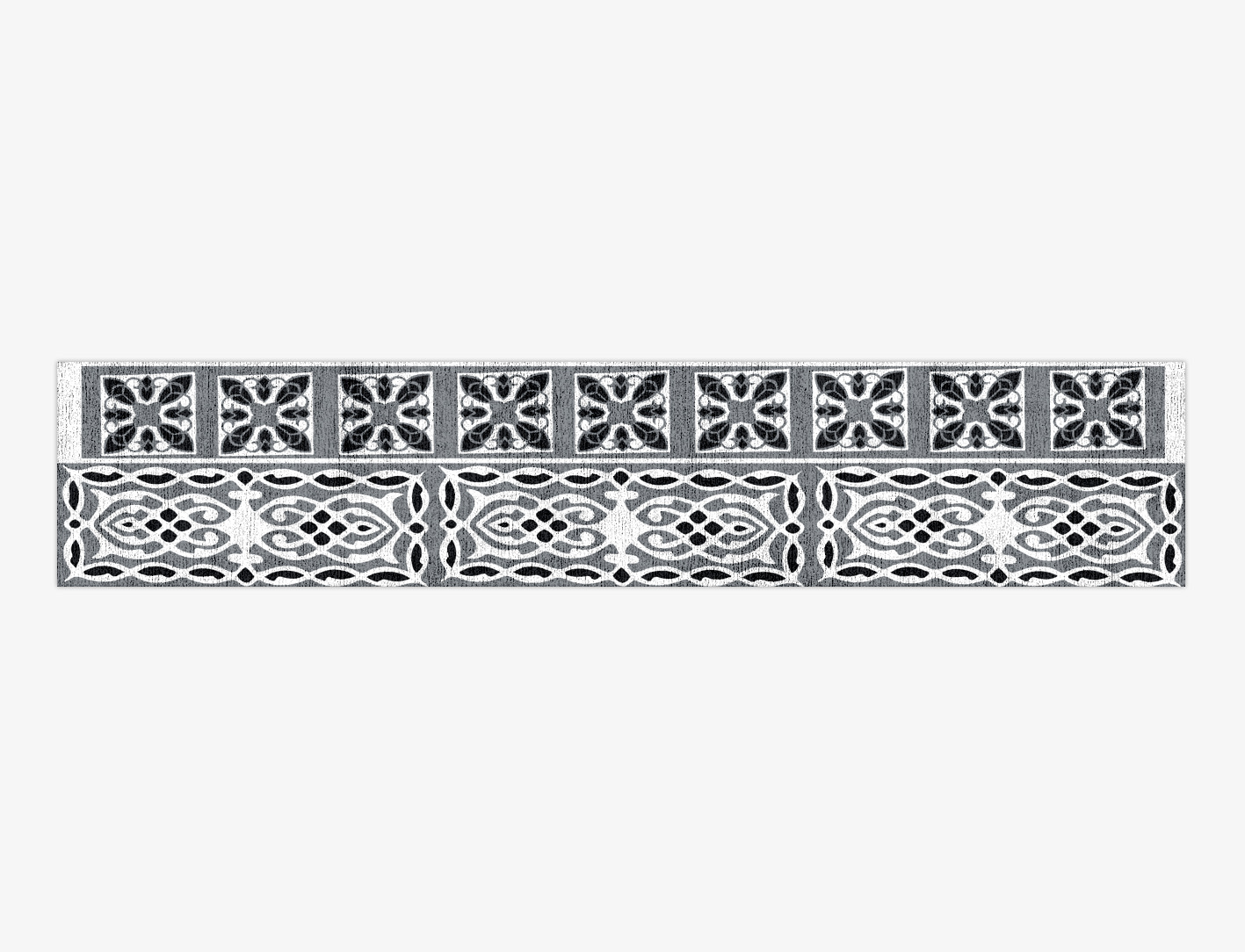 Minaret Grey Monochrome Runner Hand Knotted Bamboo Silk Custom Rug by Rug Artisan