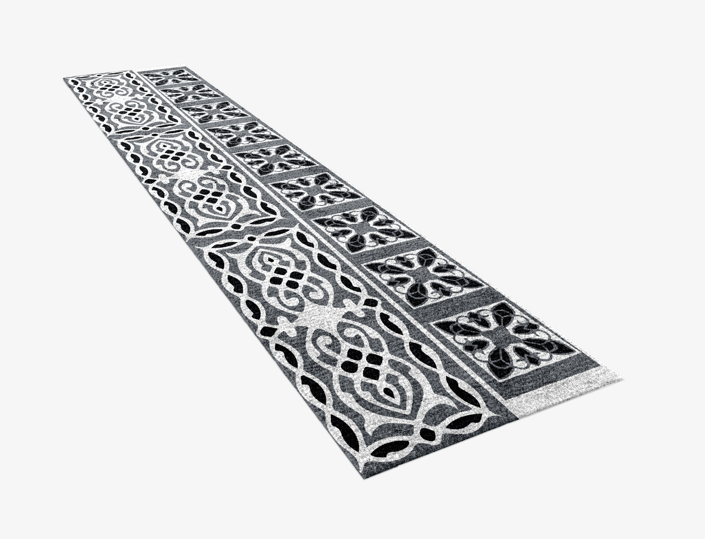 Minaret Grey Monochrome Runner Hand Knotted Bamboo Silk Custom Rug by Rug Artisan