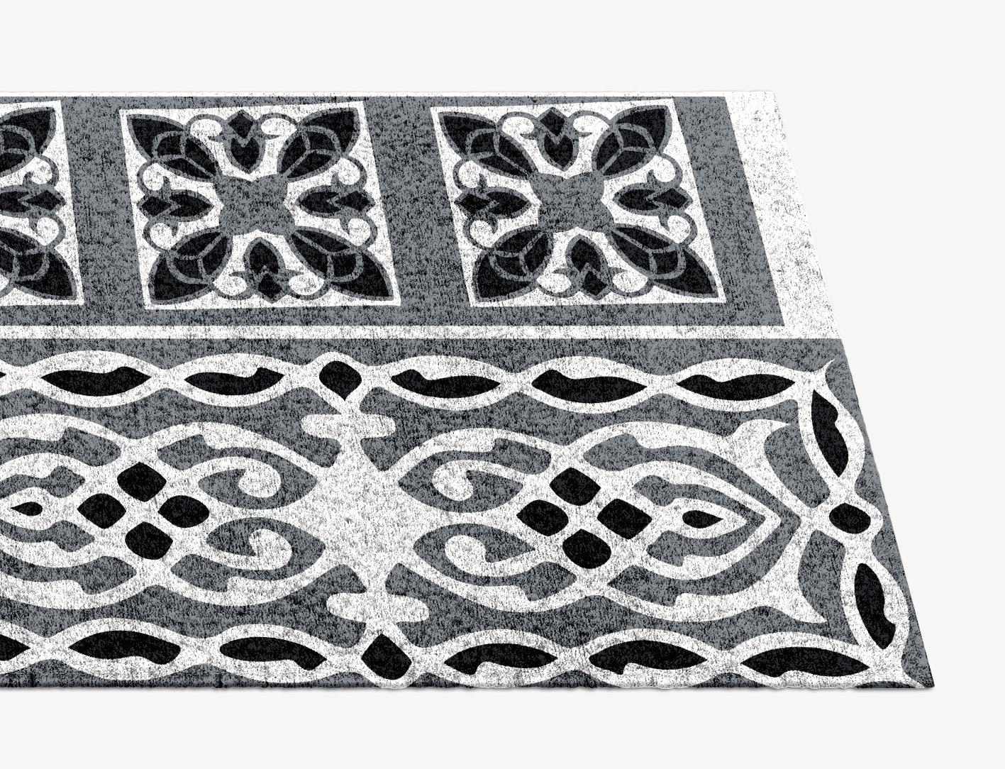 Minaret Grey Monochrome Runner Hand Knotted Bamboo Silk Custom Rug by Rug Artisan