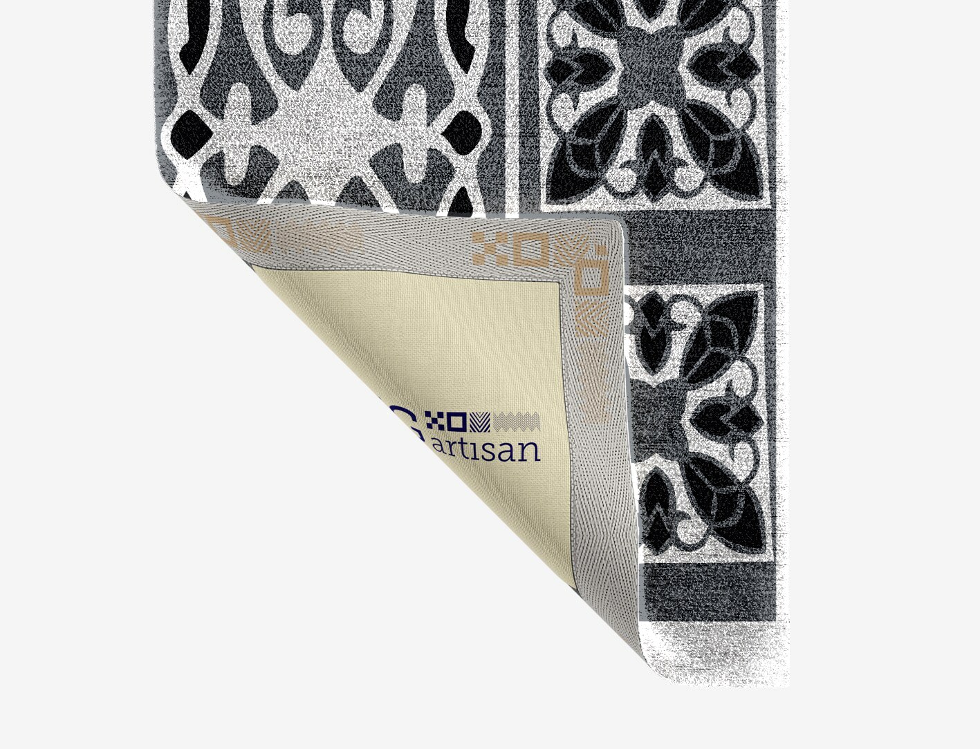 Minaret Grey Monochrome Runner Hand Knotted Bamboo Silk Custom Rug by Rug Artisan