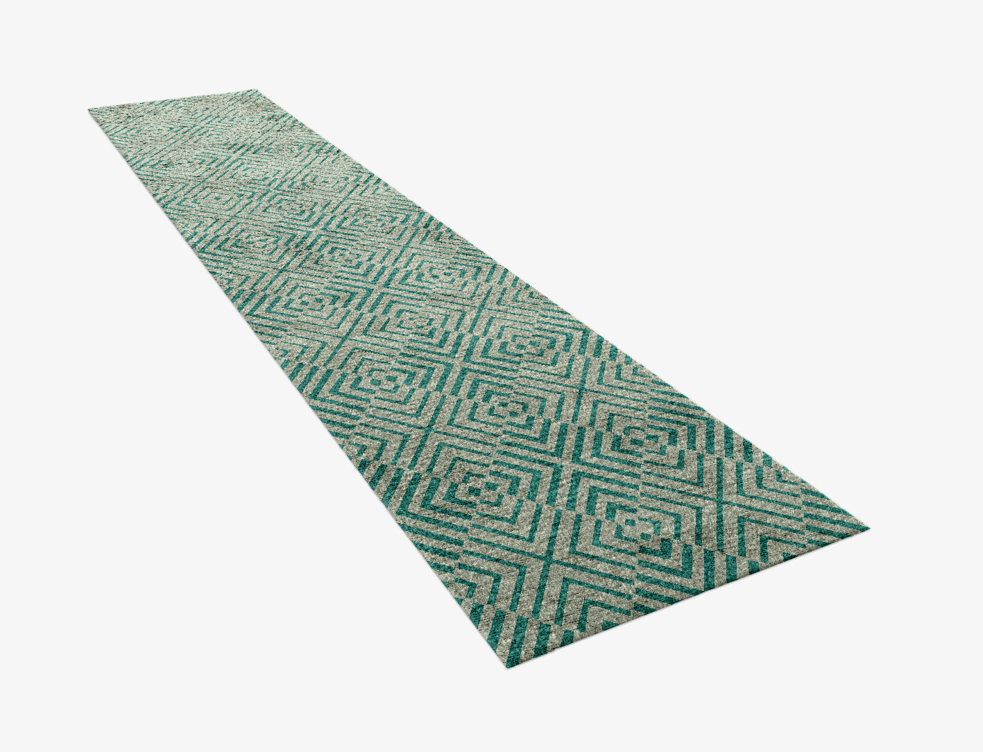 Mirage Geometric Runner Hand Knotted Bamboo Silk Custom Rug by Rug Artisan