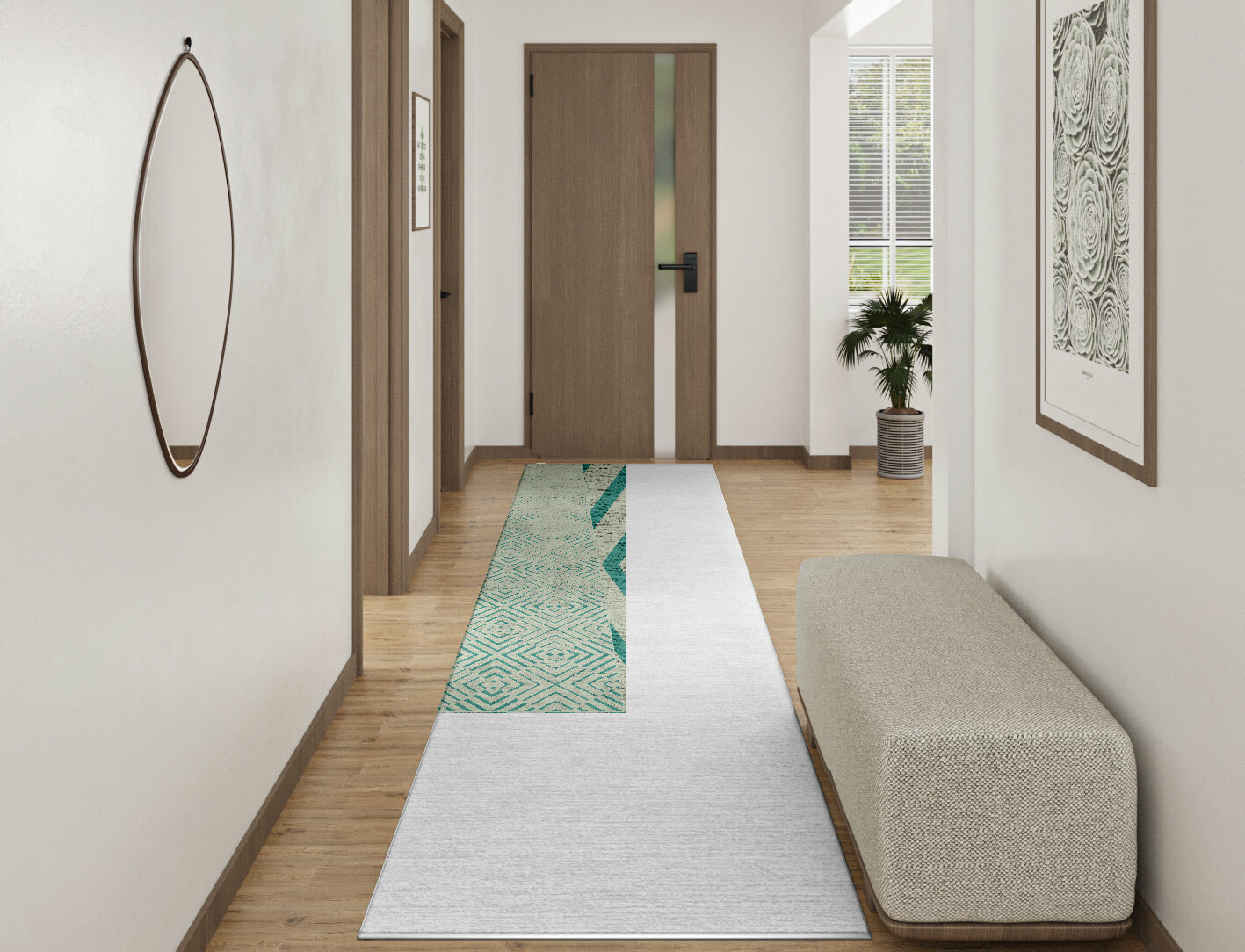 Mirage Geometric Runner Hand Knotted Bamboo Silk Custom Rug by Rug Artisan