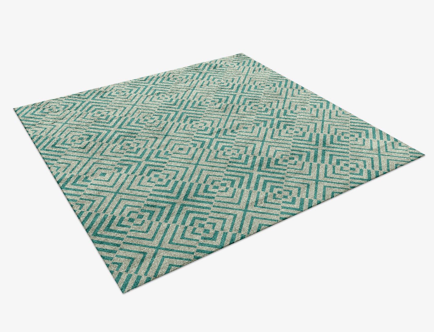Mirage Geometric Square Hand Knotted Bamboo Silk Custom Rug by Rug Artisan