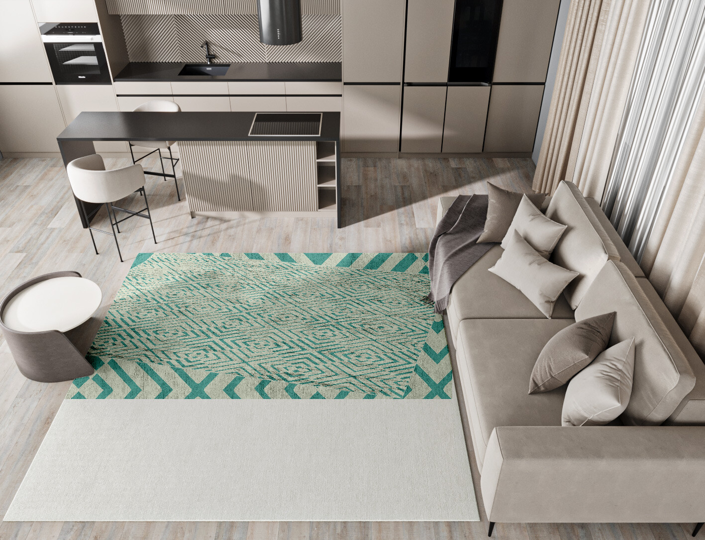 Mirage Geometric Square Hand Knotted Bamboo Silk Custom Rug by Rug Artisan