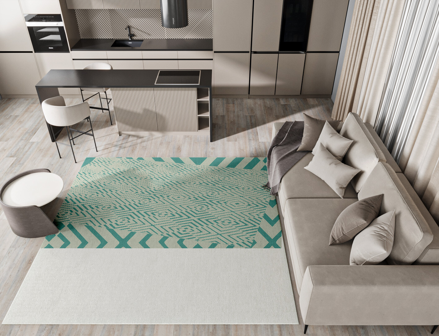 Mirage Geometric Square Hand Knotted Tibetan Wool Custom Rug by Rug Artisan