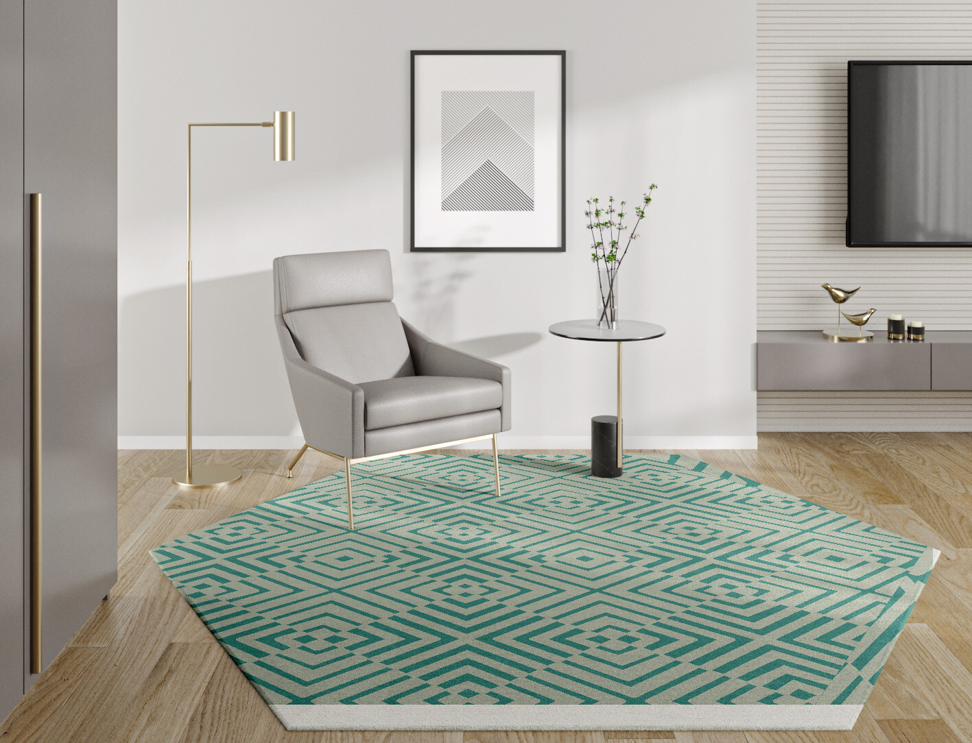 Mirage Geometric Hexagon Hand Tufted Pure Wool Custom Rug by Rug Artisan