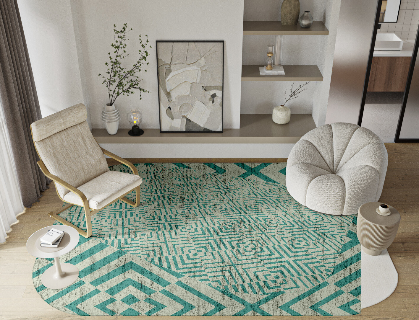Mirage Geometric Oblong Hand Tufted Bamboo Silk Custom Rug by Rug Artisan