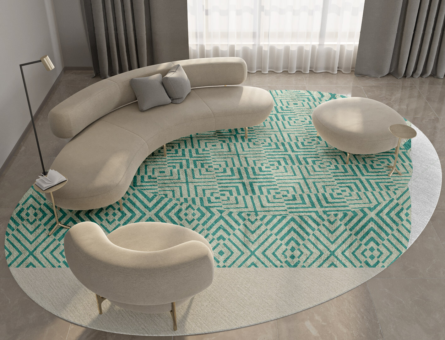 Mirage Geometric Oval Hand Tufted Bamboo Silk Custom Rug by Rug Artisan