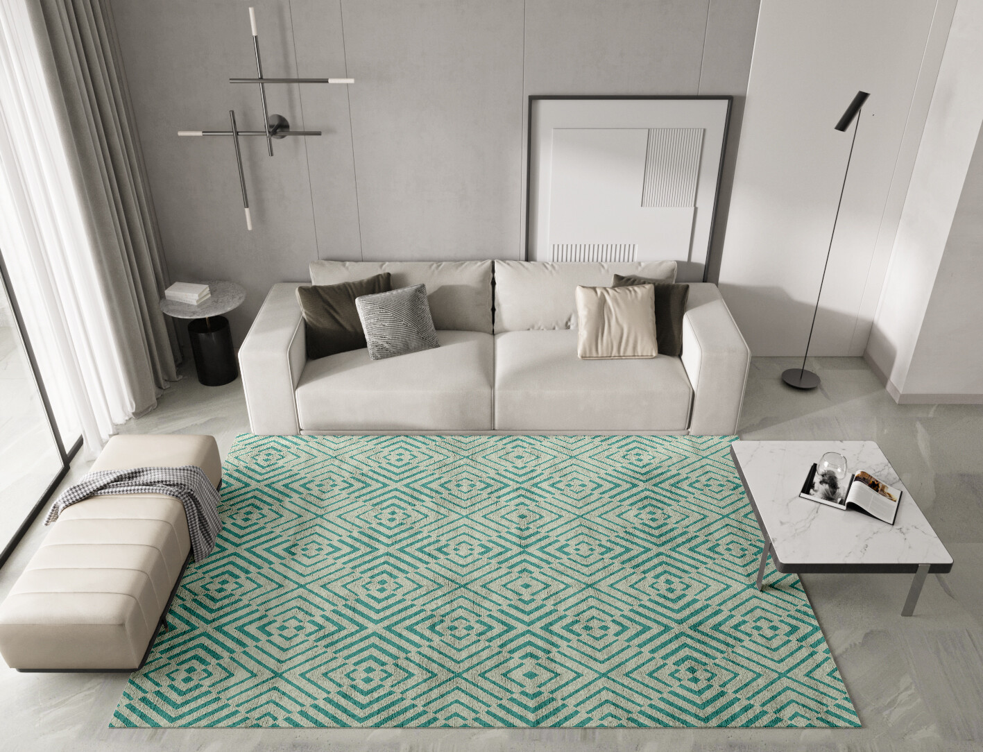 Mirage Geometric Rectangle Hand Tufted Bamboo Silk Custom Rug by Rug Artisan