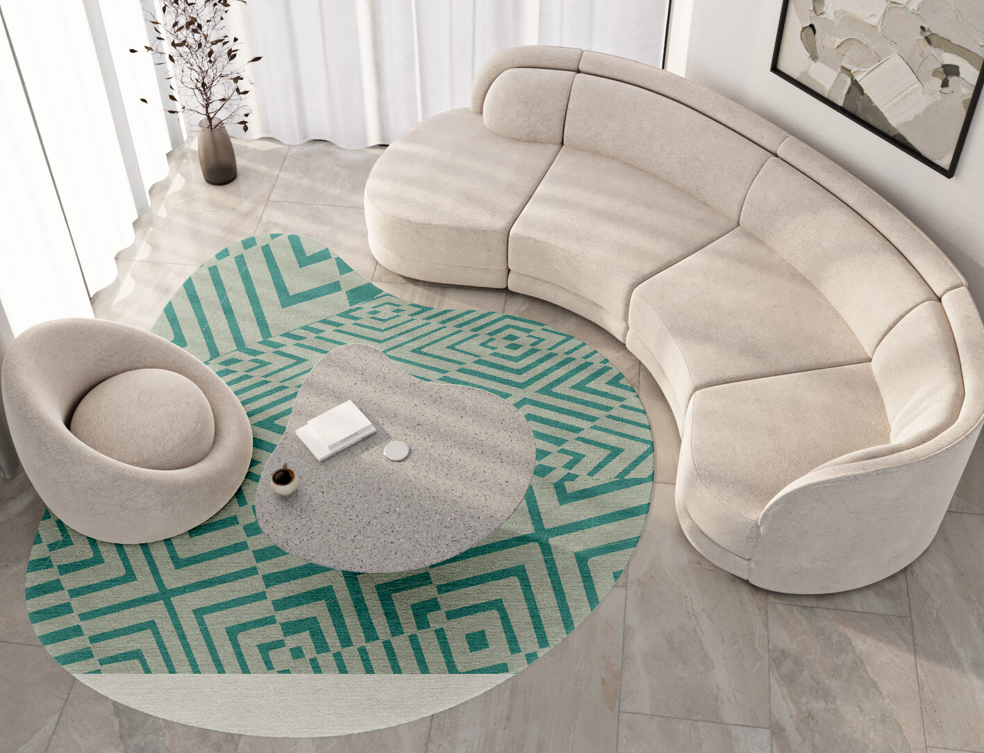 Mirage Geometric Splash Hand Tufted Pure Wool Custom Rug by Rug Artisan