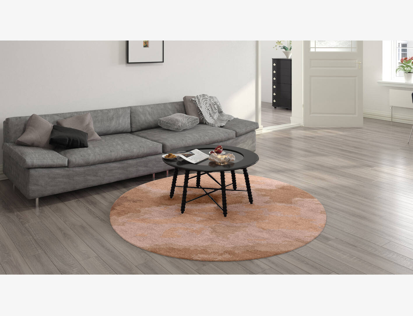 Missovia Gradation Round Hand Knotted Bamboo Silk Custom Rug by Rug Artisan